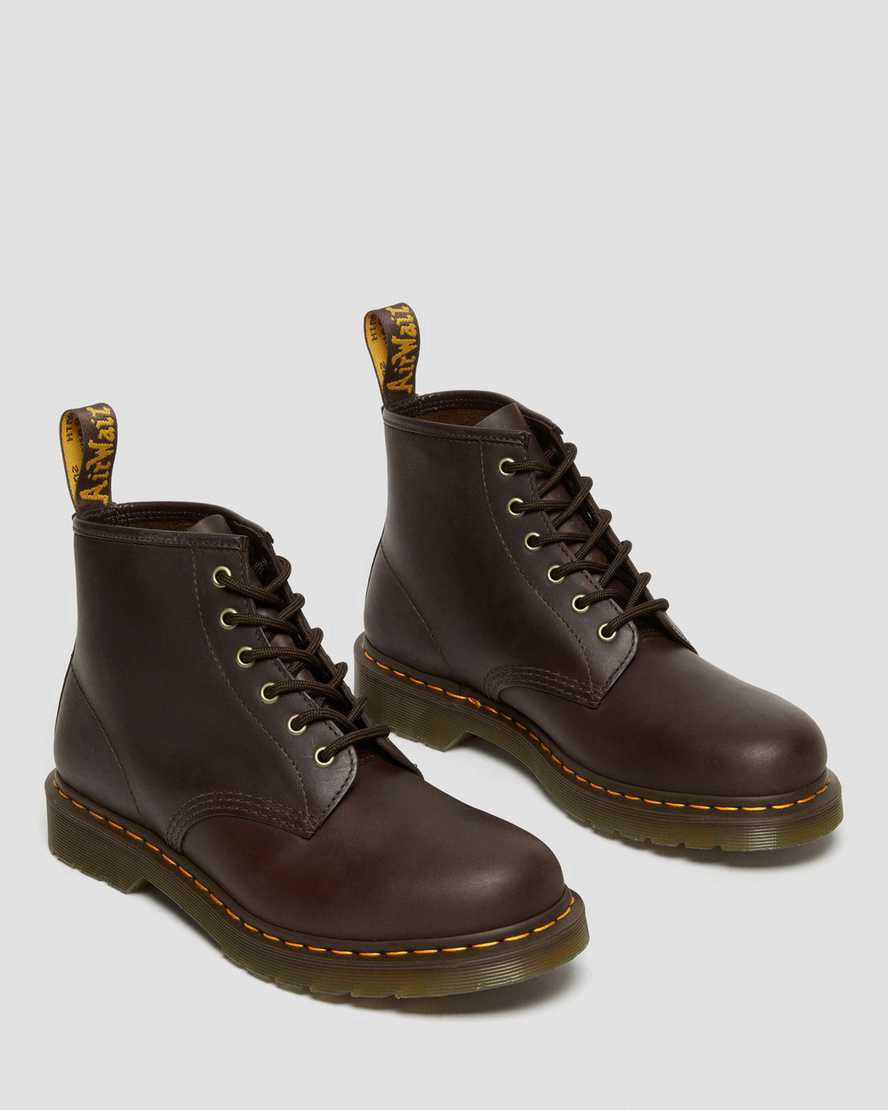 Dr Martens 101 Crazy Horse Leather Stiefeletten Damen Dunkelbraun | 850397-OWY