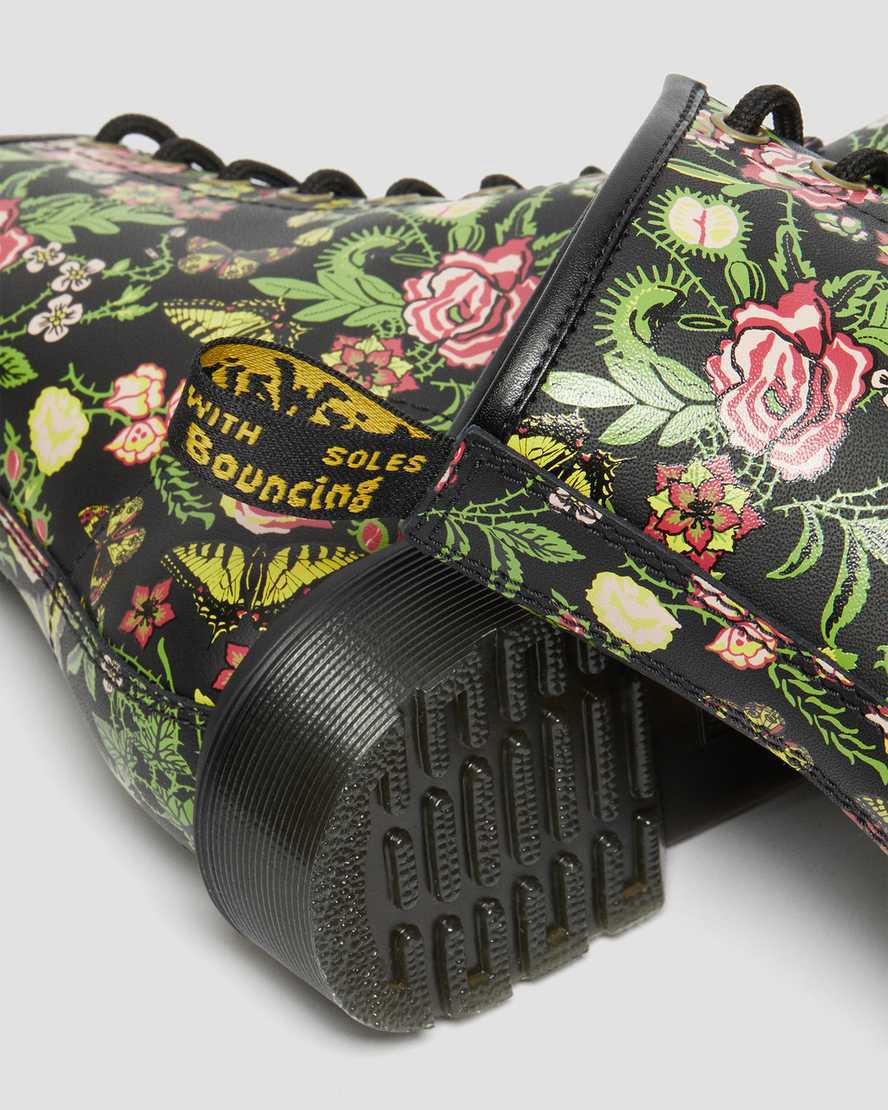 Dr Martens 1460 Floral Bloom Leather Lace Up Stiefeletten Damen Schwarz | 093254-RSH