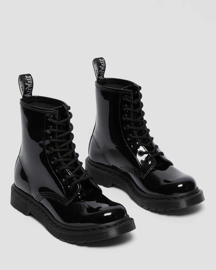 Dr Martens 1460 Mono Patent Leather Lace Up Stiefeletten Damen Schwarz | 162378-HGO
