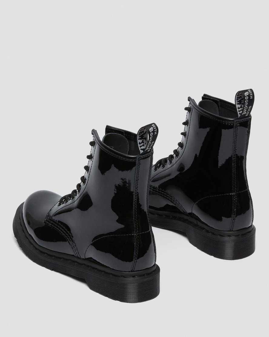 Dr Martens 1460 Mono Patent Leather Lace Up Stiefeletten Damen Schwarz | 162378-HGO