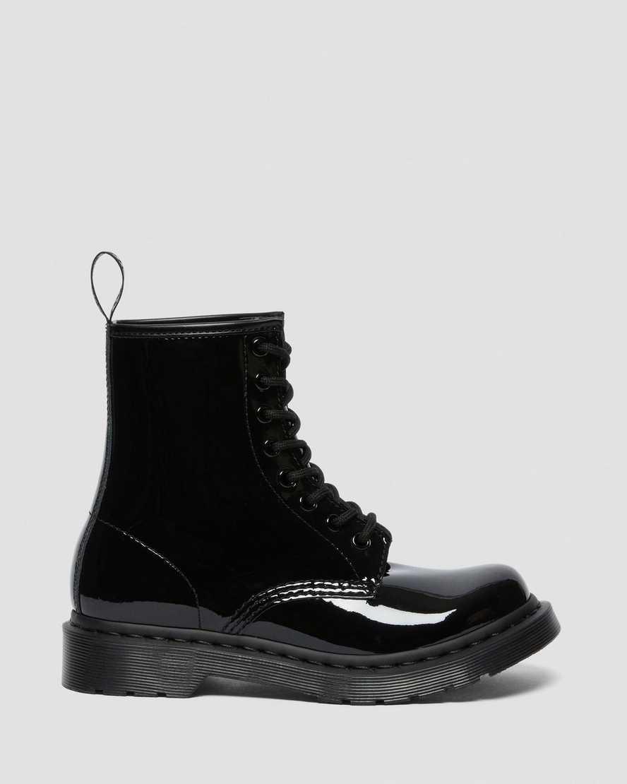 Dr Martens 1460 Mono Patent Leather Lace Up Stiefeletten Damen Schwarz | 162378-HGO