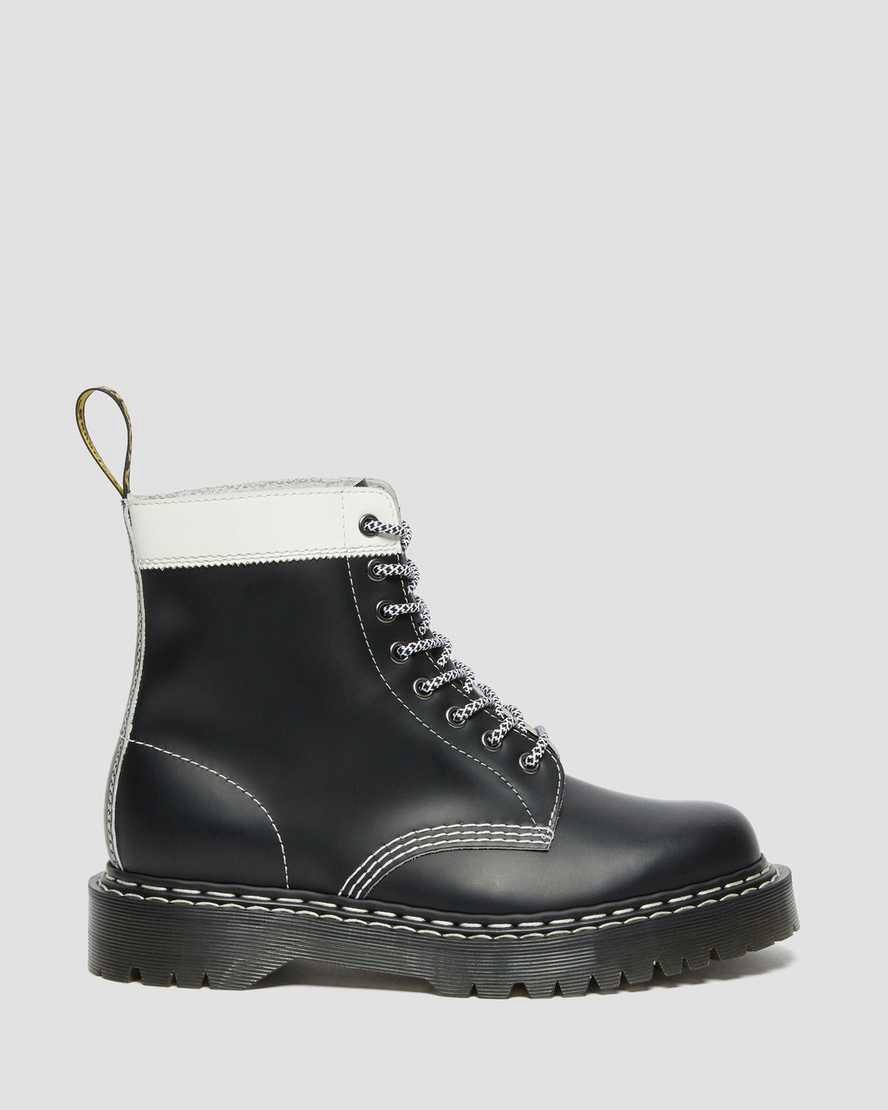 Dr Martens 1460 Pascal Bex Leather Contrast Lace Up Stiefeletten Herren Schwarz Weiß | 604519-WEX