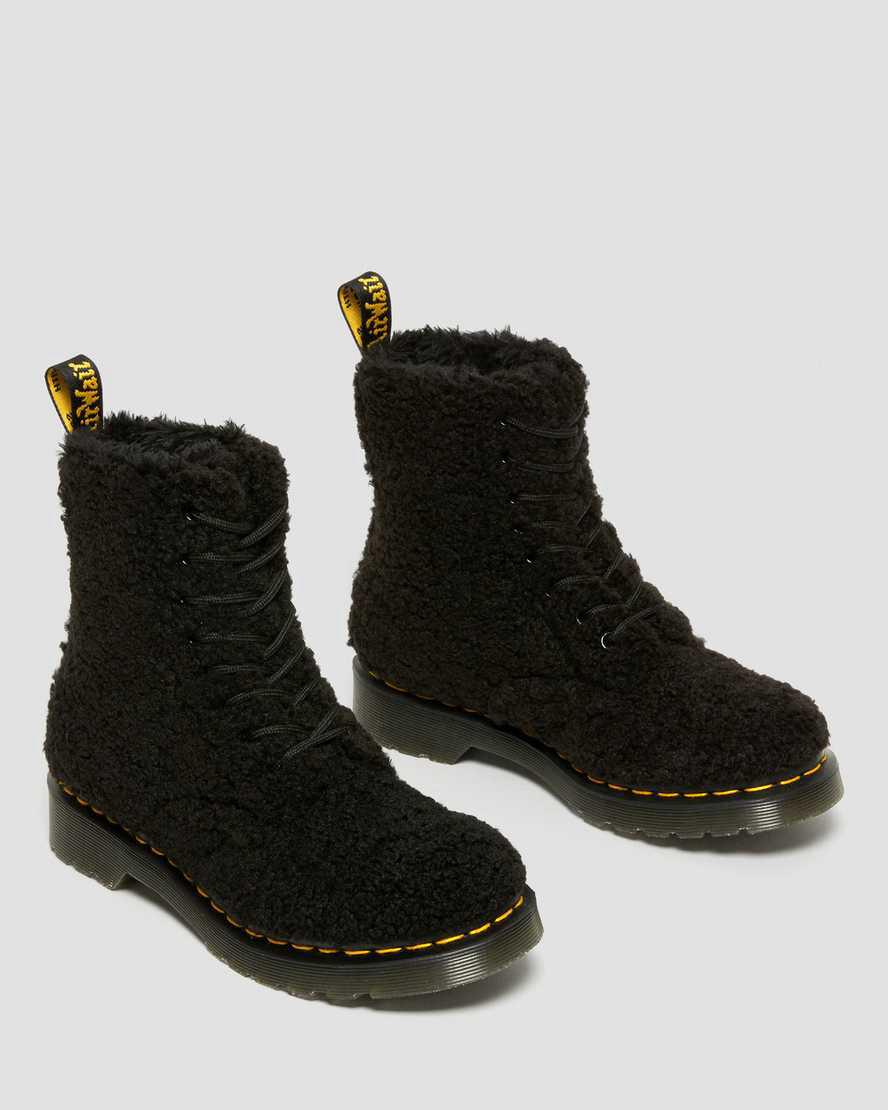 Dr Martens 1460 Pascal Faux Shearling Schnürstiefel Damen Schwarz | 250739-KQL