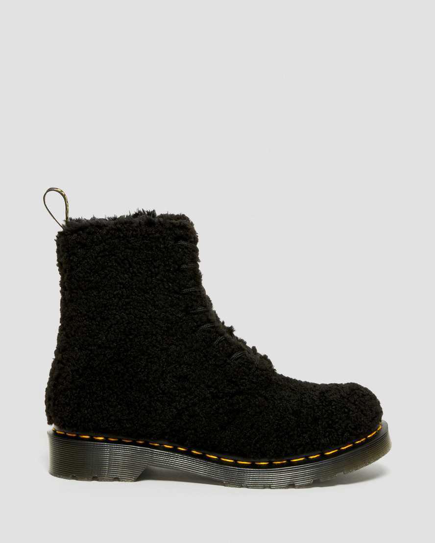 Dr Martens 1460 Pascal Faux Shearling Schnürstiefel Damen Schwarz | 250739-KQL