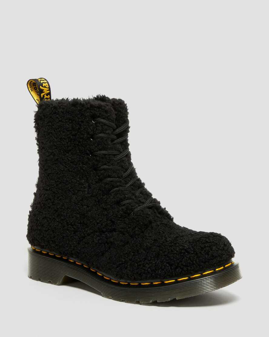 Dr Martens 1460 Pascal Faux Shearling Schnürstiefel Damen Schwarz | 250739-KQL