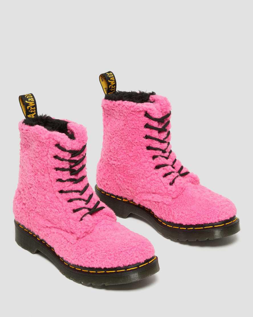 Dr Martens 1460 Pascal Faux Shearling Schnürstiefel Damen Rosa | 586241-KDR
