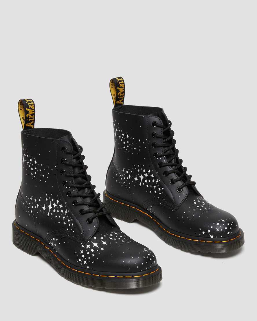 Dr Martens 1460 Pascal Stars Leather Lace Up Stiefeletten Damen Schwarz | 936724-AJE