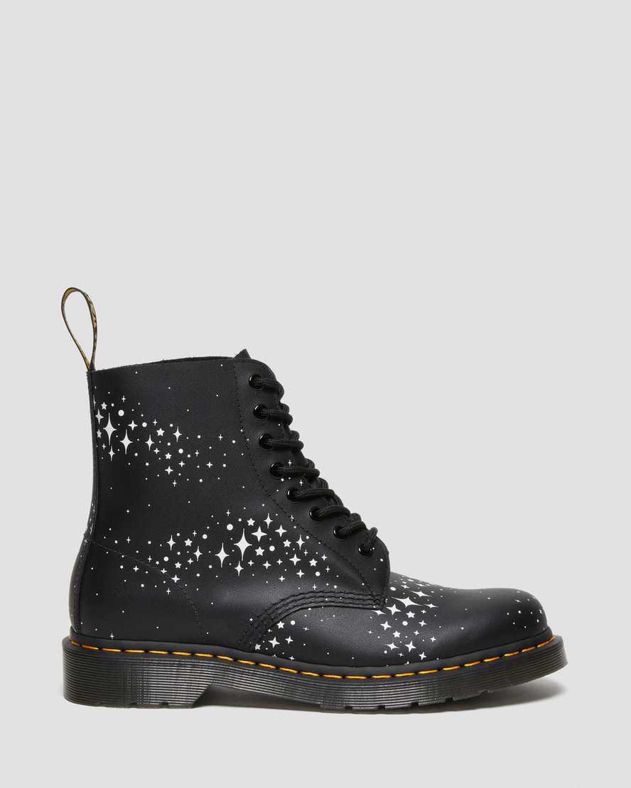 Dr Martens 1460 Pascal Stars Leather Lace Up Stiefeletten Damen Schwarz | 936724-AJE