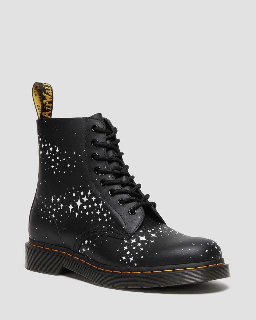 Dr Martens 1460 Pascal Stars Leather Lace Up Stiefeletten Damen Schwarz | 936724-AJE