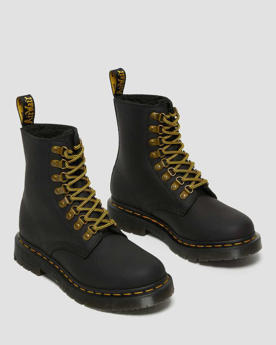 Dr Martens 1460 Pascal Wintergrip Leather Lace Up Winterstiefel Damen Schwarz | 149236-QTP