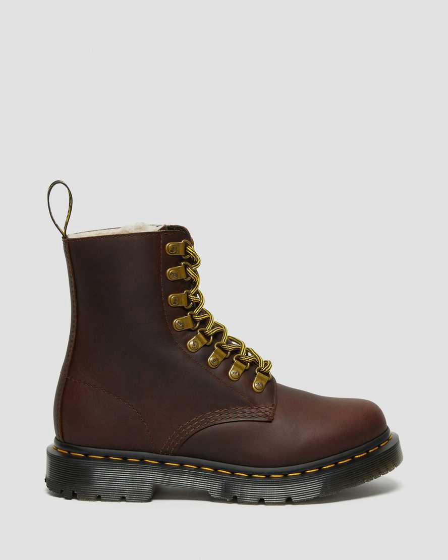 Dr Martens 1460 Pascal Wintergrip Leather Lace Up Winterstiefel Damen Braun | 695102-ILA