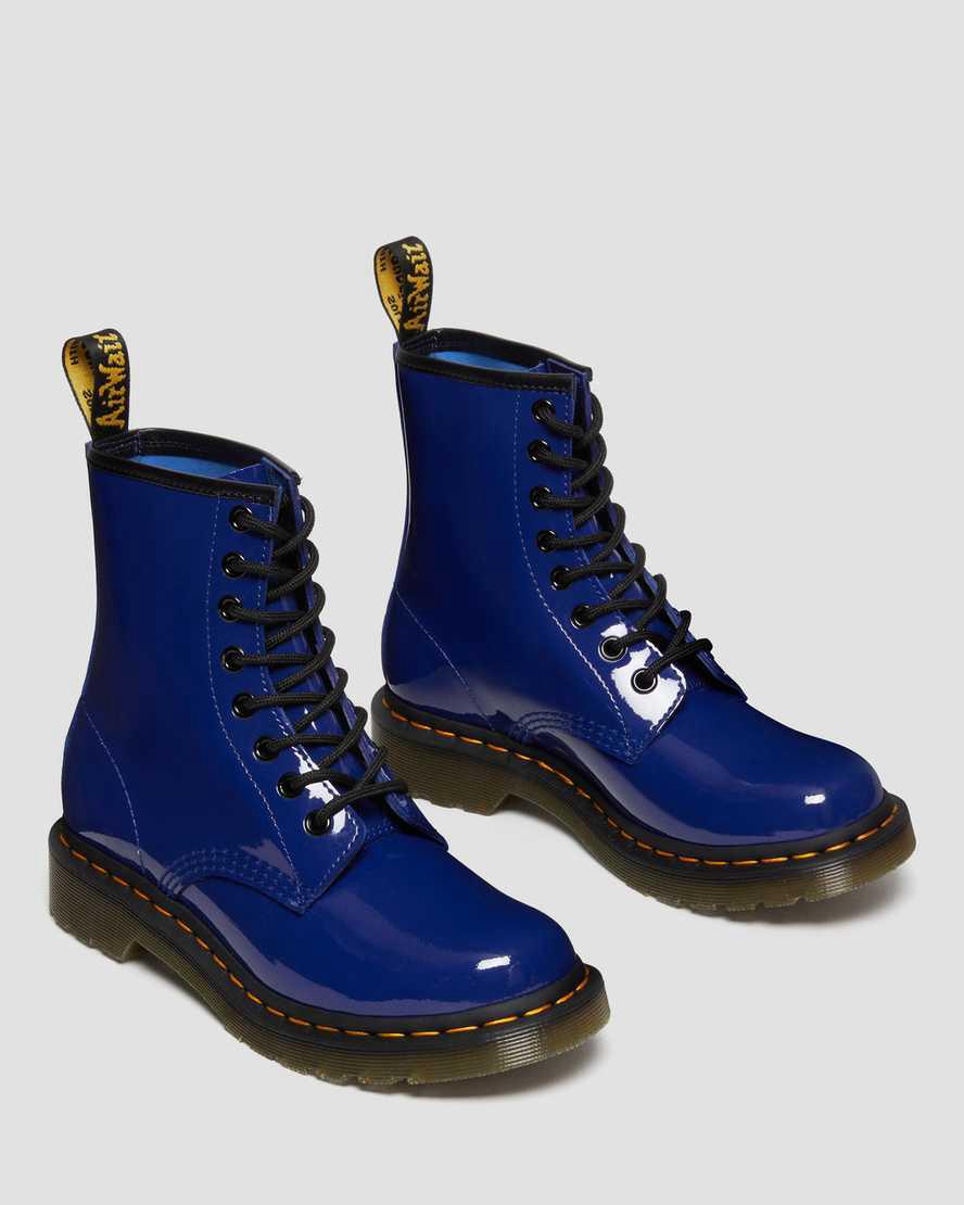 Dr Martens 1460 Patent Leather Lace Up Stiefeletten Damen Blau | 604972-ITD