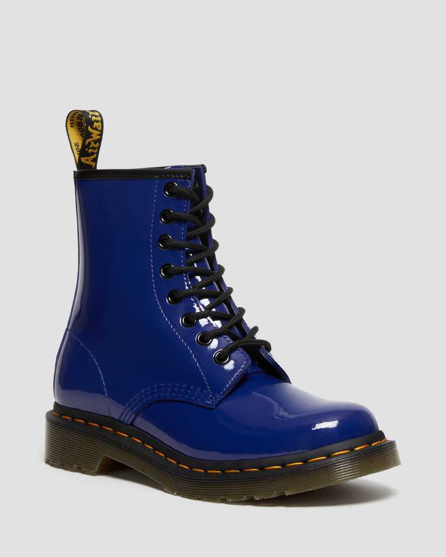 Dr Martens 1460 Patent Leather Lace Up Stiefeletten Damen Blau | 604972-ITD