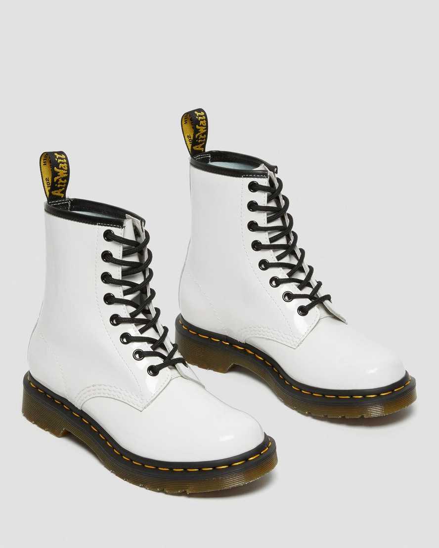 Dr Martens 1460 Patent Leather Schnürstiefel Damen Weiß | 584031-WVO