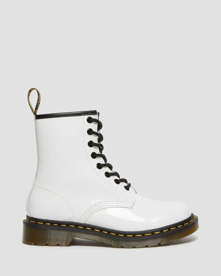 Dr Martens 1460 Patent Leather Schnürstiefel Damen Weiß | 584031-WVO
