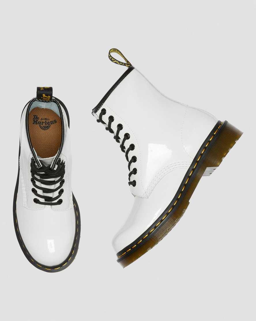 Dr Martens 1460 Patent Leather Schnürstiefel Damen Weiß | 584031-WVO