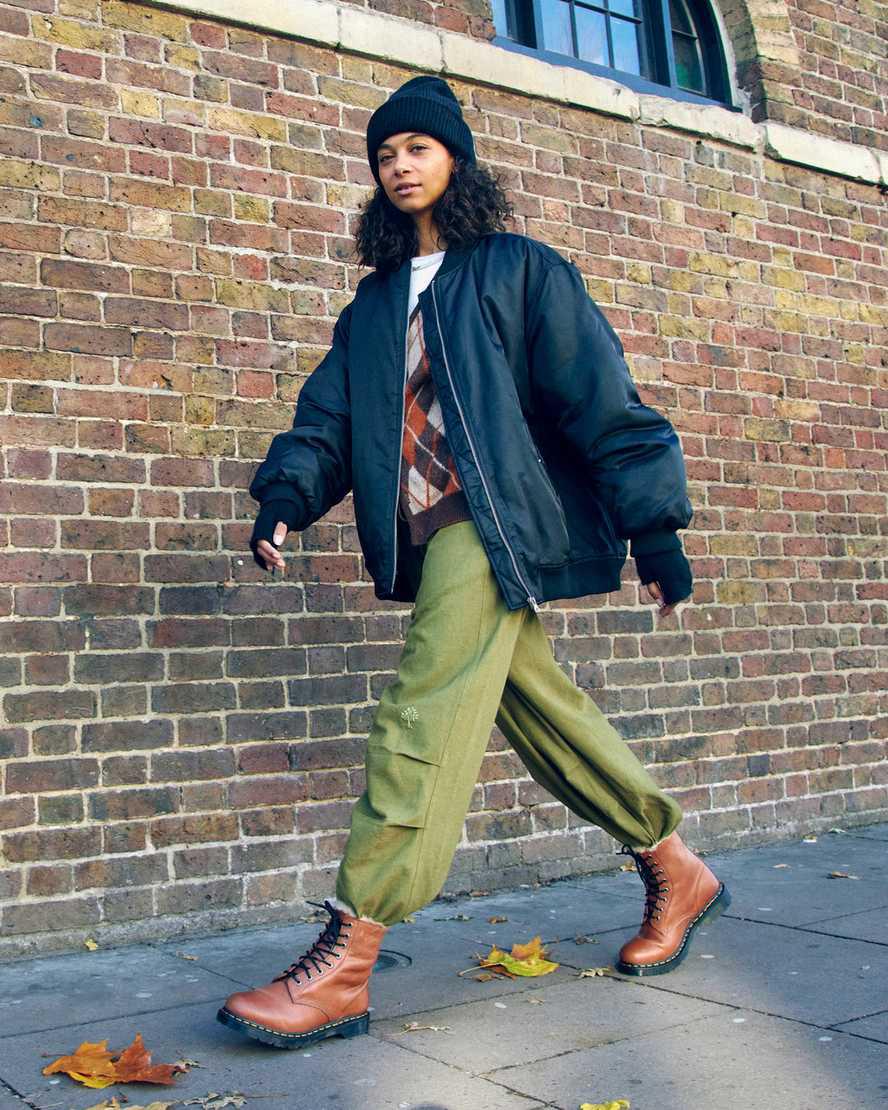 Dr Martens 1460 Serena Faux Fur-Lined Leather Stiefeletten Damen Braun | 674982-UYP