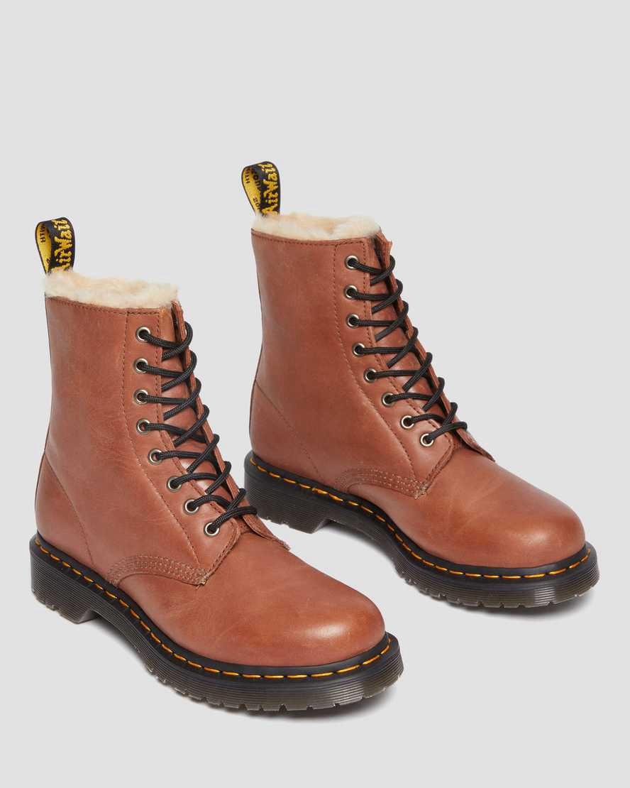 Dr Martens 1460 Serena Faux Fur-Lined Leather Stiefeletten Damen Braun | 674982-UYP