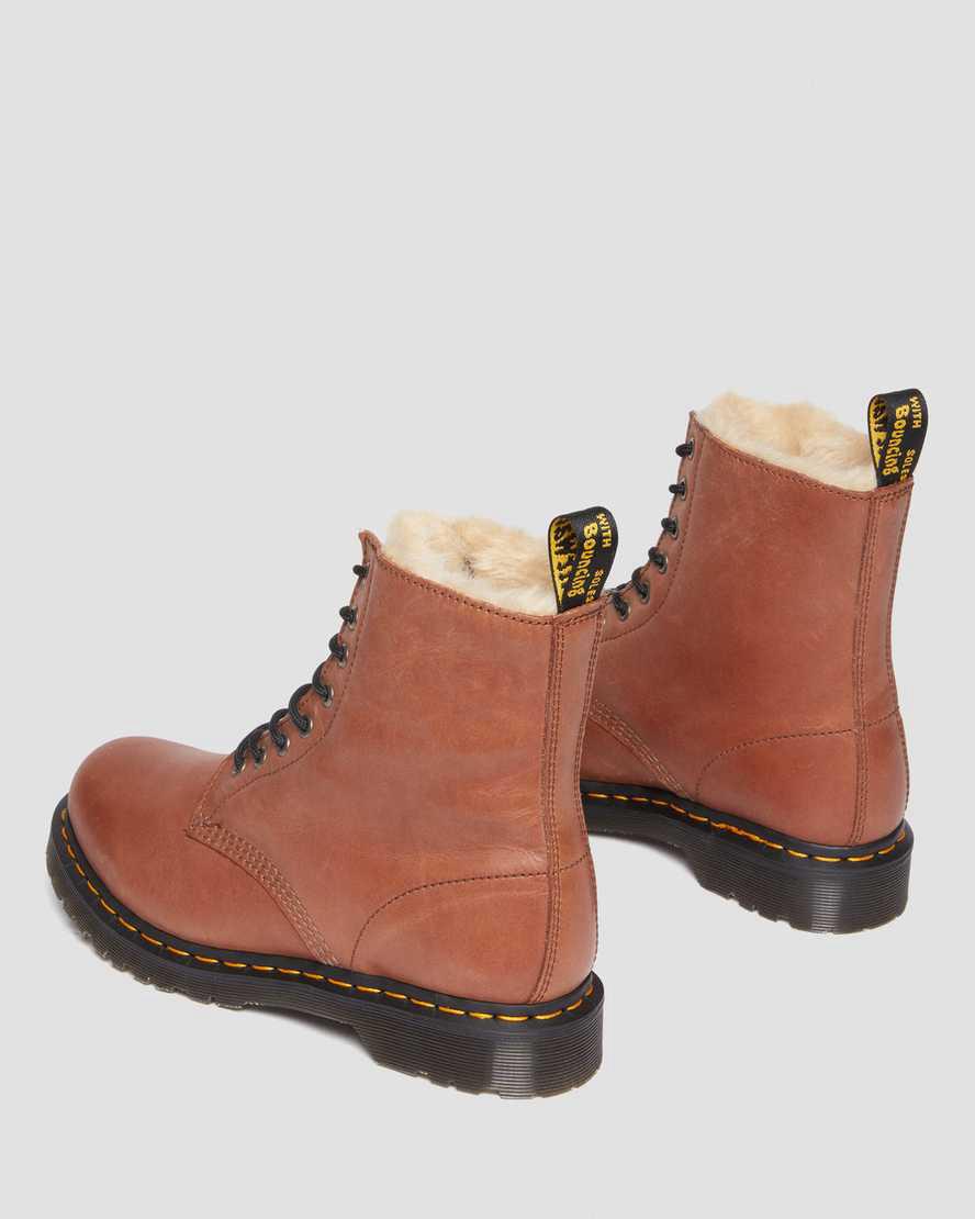 Dr Martens 1460 Serena Faux Fur-Lined Leather Stiefeletten Damen Braun | 674982-UYP