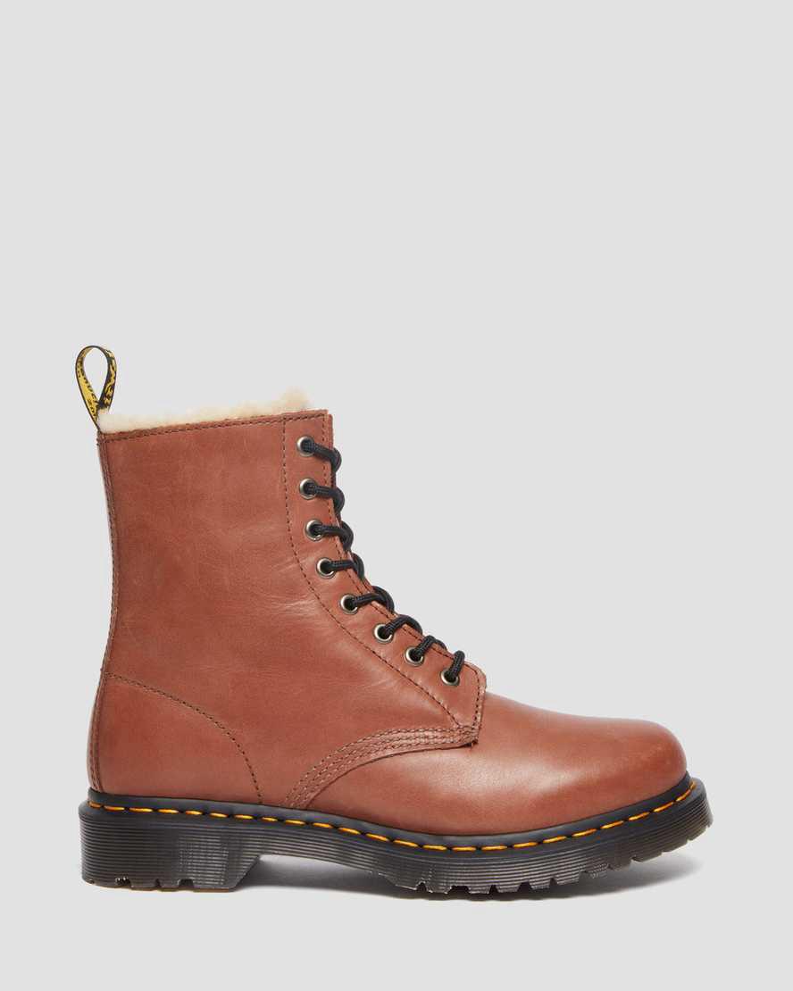 Dr Martens 1460 Serena Faux Fur-Lined Leather Stiefeletten Damen Braun | 674982-UYP