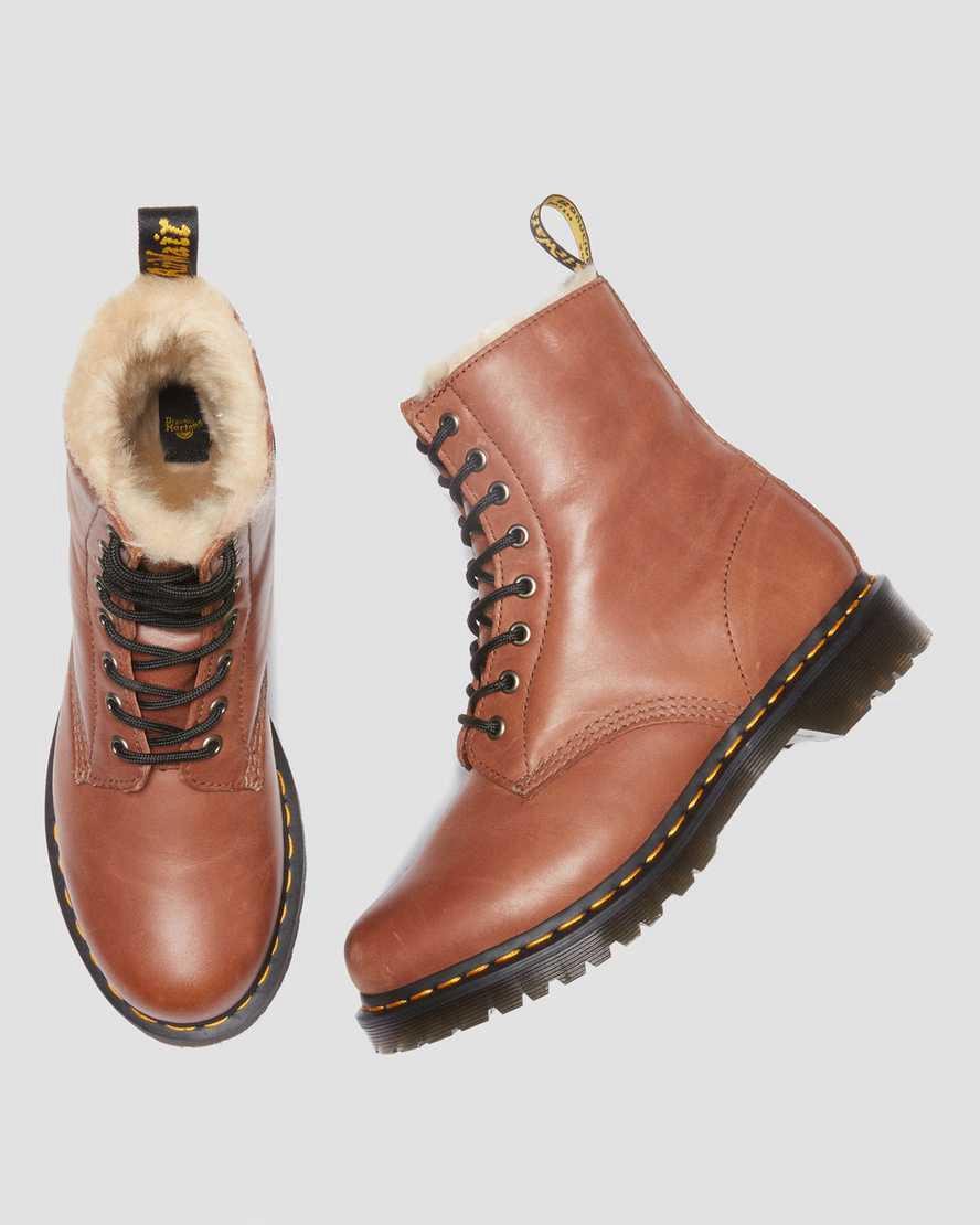 Dr Martens 1460 Serena Faux Fur-Lined Leather Stiefeletten Damen Braun | 674982-UYP