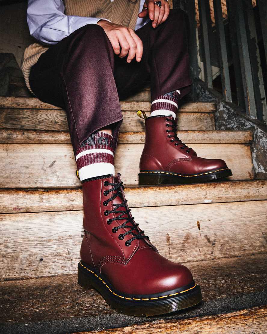 Dr Martens 1460 Smooth Leather Lace Up Stiefeletten Damen Rot | 183926-YRZ