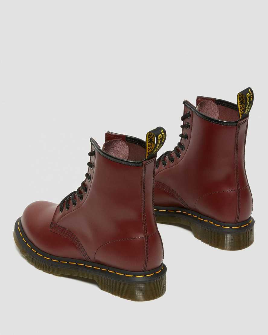 Dr Martens 1460 Smooth Leather Lace Up Stiefeletten Damen Rot | 183926-YRZ
