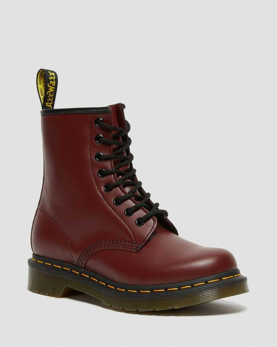 Dr Martens 1460 Smooth Leather Lace Up Stiefeletten Damen Rot | 183926-YRZ
