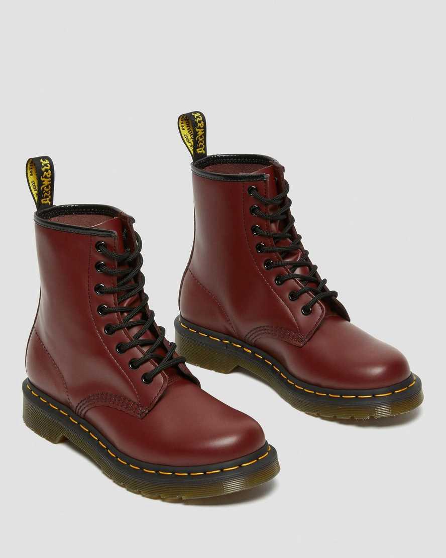 Dr Martens 1460 Smooth Leather Schnürstiefel Damen Rot | 064198-MLY