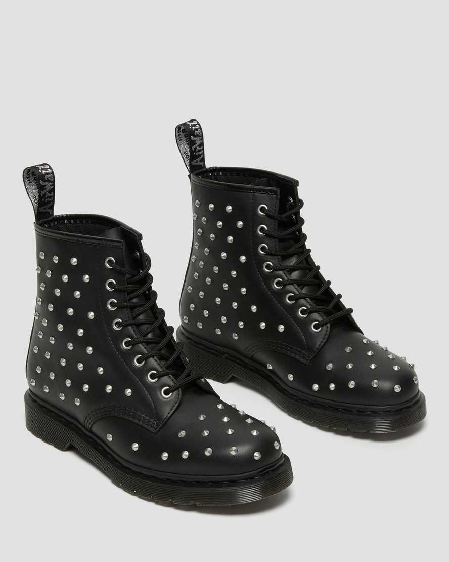 Dr Martens 1460 Stud Wanama Leather Lace Up Stiefeletten Herren Schwarz | 985342-KOJ