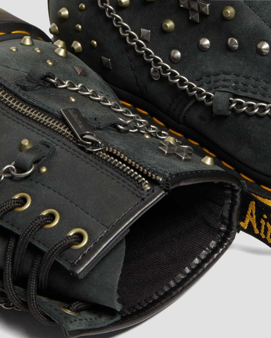 Dr Martens 1460 Studded Chain Leather Lace Up Stiefeletten Herren Schwarz | 280794-NKA
