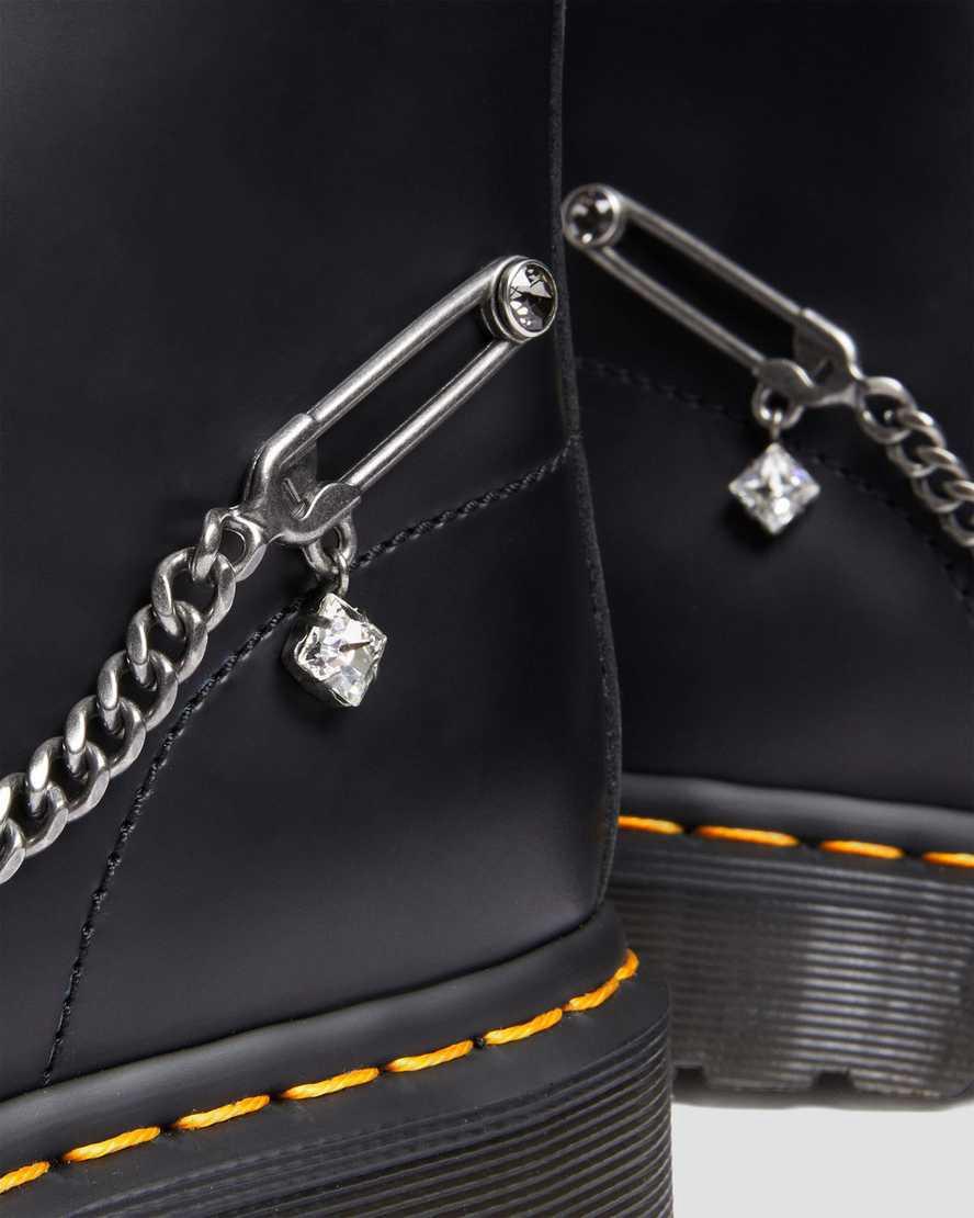 Dr Martens 1460 Swarovski Leather Schnürstiefel Damen Schwarz | 780496-SUE