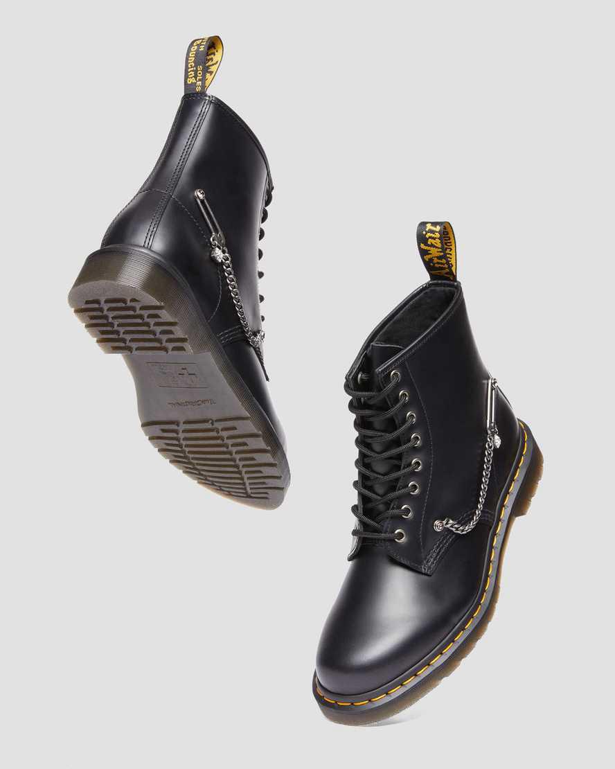Dr Martens 1460 Swarovski Leather Schnürstiefel Damen Schwarz | 780496-SUE