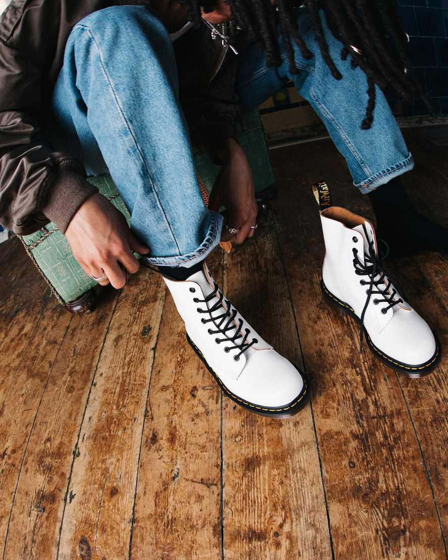 Dr Martens 1460 Vintage Made in England Schnürstiefel Herren Weiß | 421078-UIO