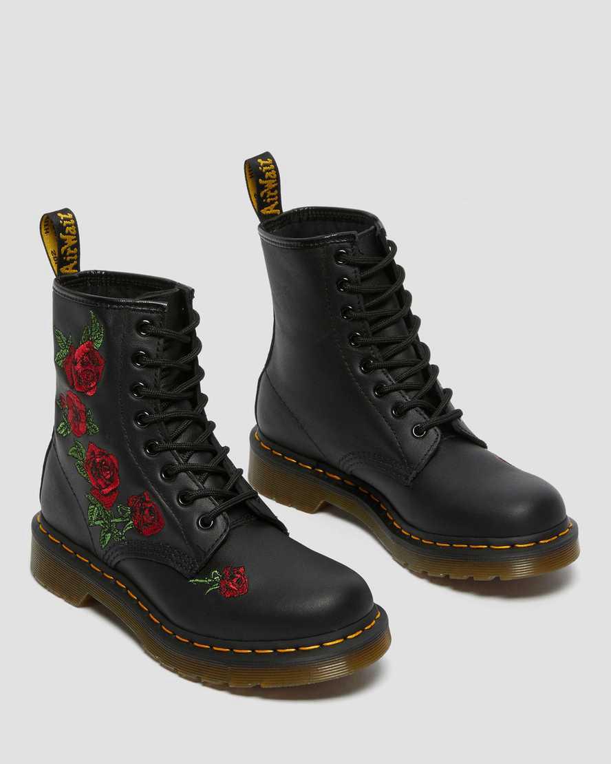 Dr Martens 1460 Vonda Floral Leather Schnürstiefel Damen Schwarz | 125978-AFY