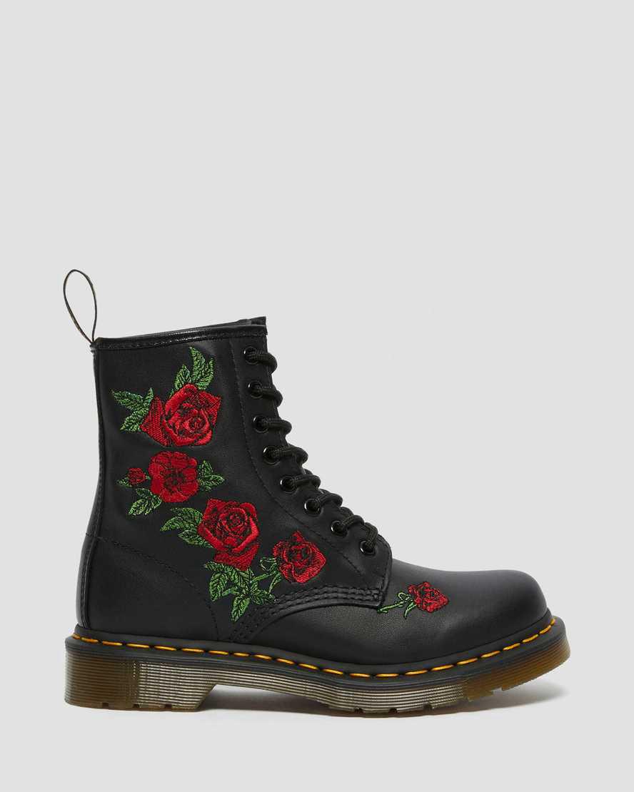 Dr Martens 1460 Vonda Floral Leather Schnürstiefel Damen Schwarz | 125978-AFY