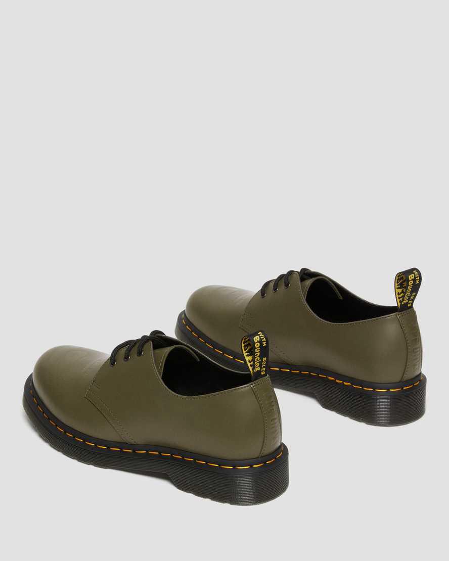 Dr Martens 1461 AAPE Smooth Leather Oxfords Schuhe Damen Olivgrün Grün | 349621-SGB