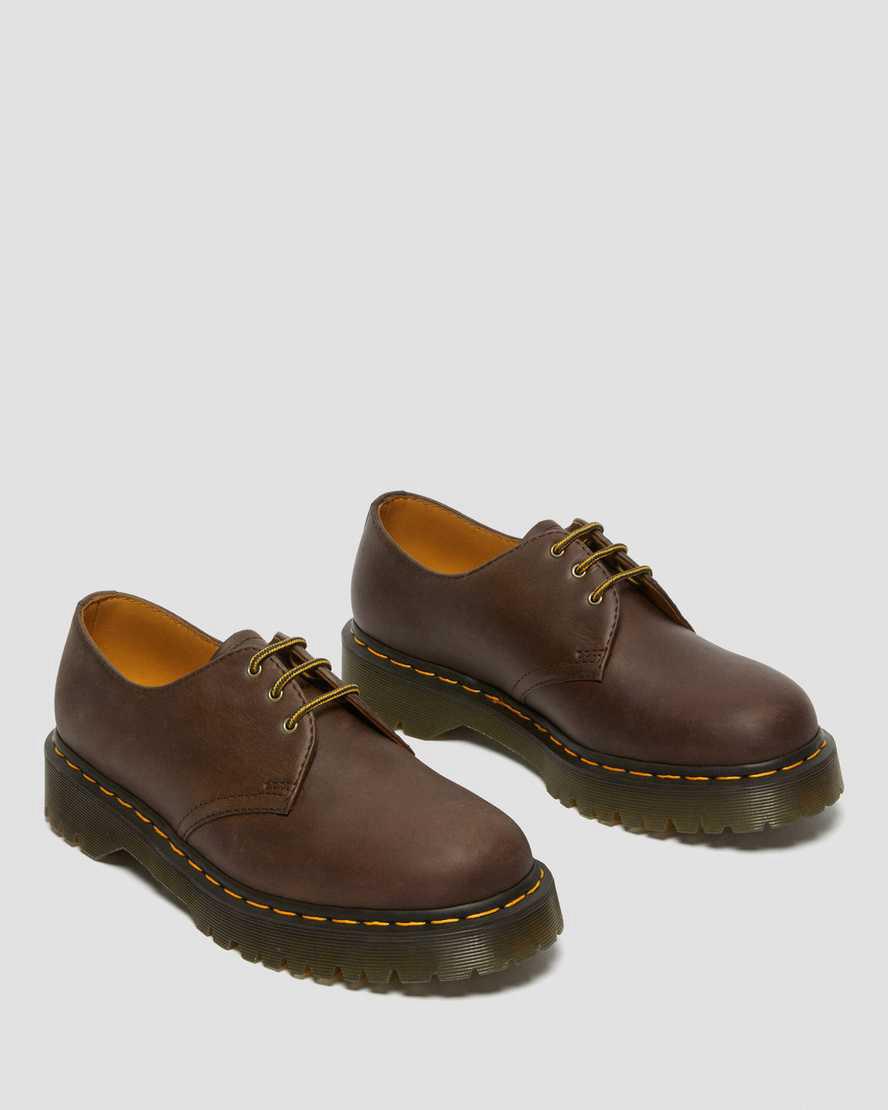 Dr Martens 1461 Bex Crazy Horse Leather Oxford Plateauschuhe Damen Dunkelbraun | 426530-NKW