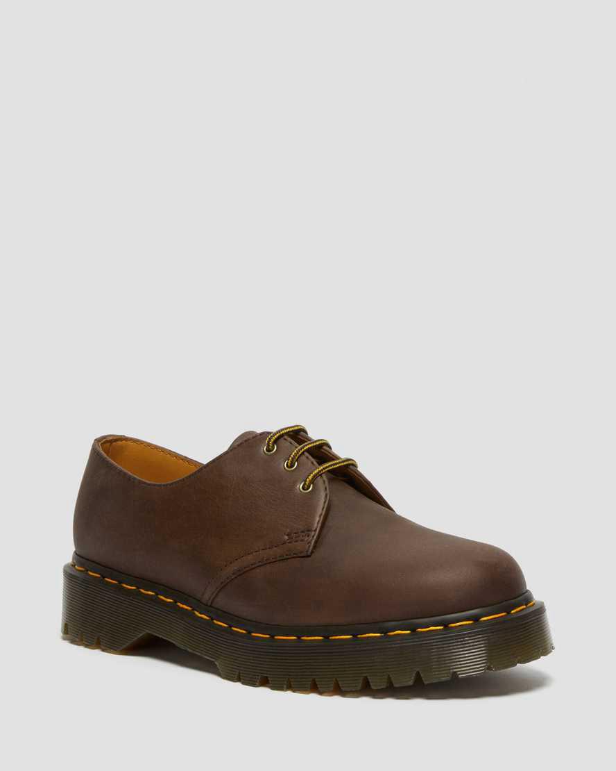 Dr Martens 1461 Bex Crazy Horse Leather Oxford Plateauschuhe Damen Dunkelbraun | 426530-NKW