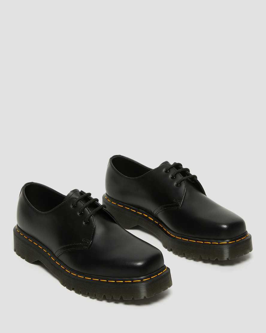 Dr Martens 1461 Bex Squared Toe Leather Oxford Plateauschuhe Damen Schwarz | 102658-HVJ