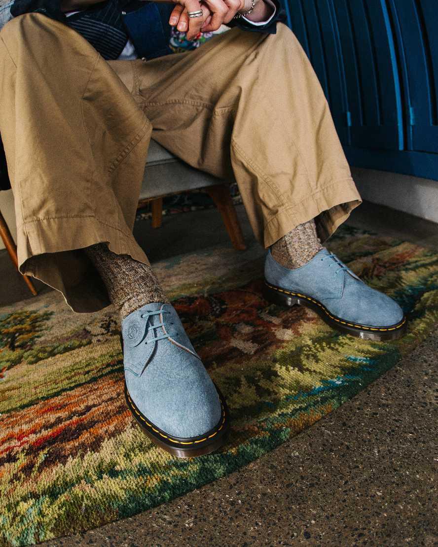 Dr Martens 1461 Made in England Nubuck Leather Oxfords Schuhe Herren Blau | 974602-FVK