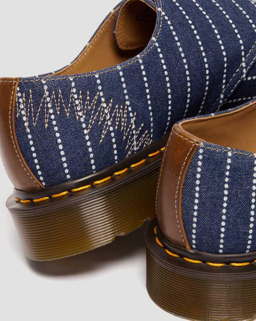 Dr Martens 1461 Made in England Pinstripe Oxford Freizeitstiefel Herren Dunkelblau Streifen | 184950-DCW