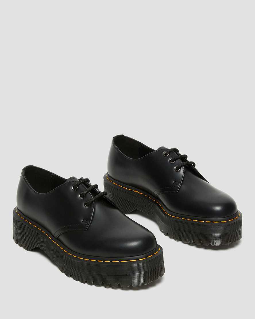 Dr Martens 1461 Smooth Leather Plateauschuhe Damen Schwarz | 378240-MFO