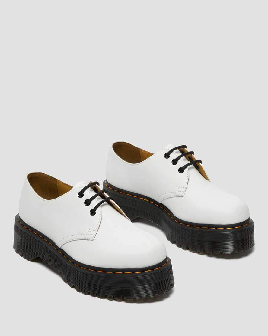 Dr Martens 1461 Smooth Leather Plateauschuhe Damen Weiß | 706489-CKV