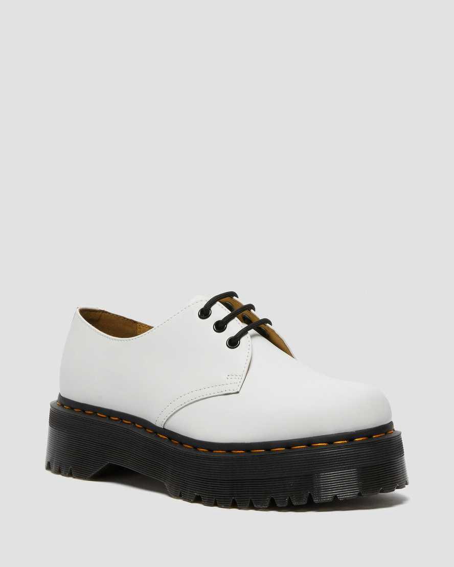 Dr Martens 1461 Smooth Leather Plateauschuhe Damen Weiß | 706489-CKV