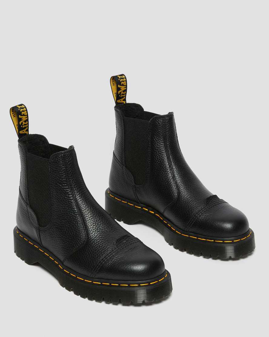 Dr Martens 2976 Bex Faux Fur-Lined Chelsea Plateau Stiefel Damen Schwarz | 931650-IFQ