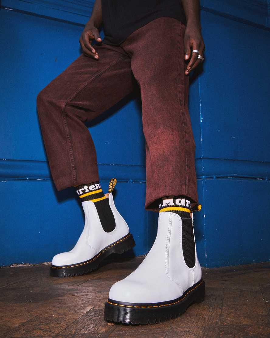 Dr Martens 2976 Bex Smooth Leather Chelsea Plateau Stiefel Damen Weiß | 753081-VES