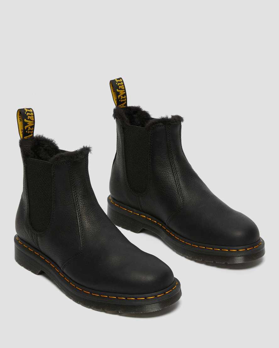 Dr Martens 2976 Faux Fur Lined Chelsea Stiefeletten Damen Schwarz | 053918-PLH