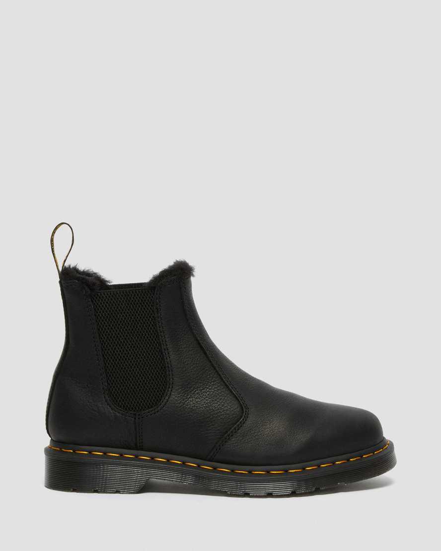Dr Martens 2976 Faux Fur Lined Chelsea Stiefel Damen Schwarz | 346027-GRF