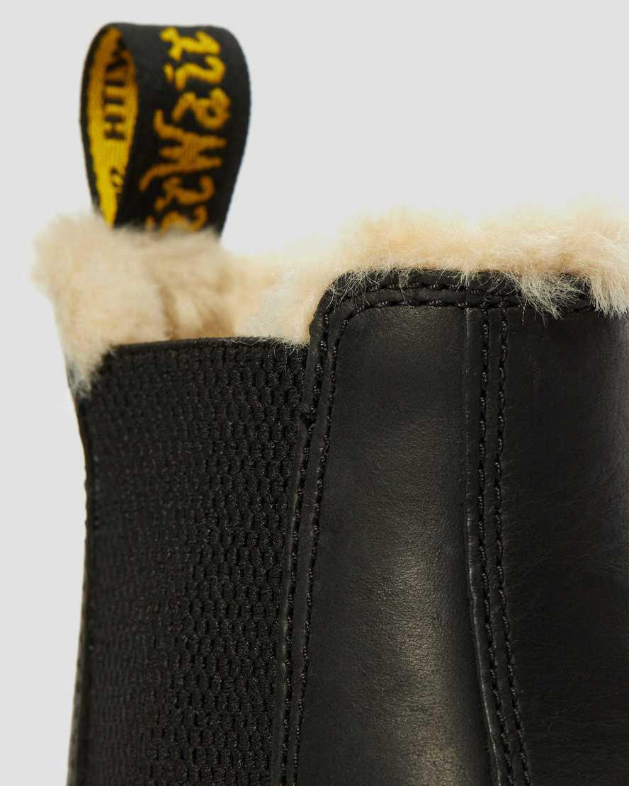 Dr Martens 2976 Faux Fur Lined Chelsea Stiefel Damen Schwarz | 962175-ODK